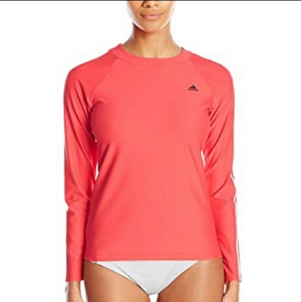 NIP Adidas Coral Pink Long Sleeve Swim Shirt Rashguard